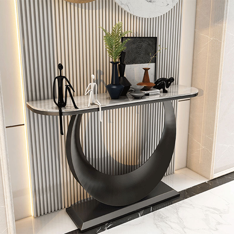 Tavolo di divano console di ferro moderno Stone Mezza Luna Console Tavolino per Hall