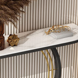 Zeitgenössischer Eisenkonsole Sofa Tischstein Halb Mondendtisch für Halle