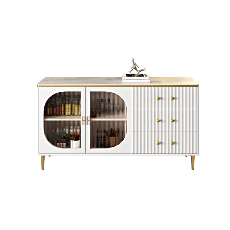 Glam Buffet Stand with Drawers Stone and Wood Buffet Sideboard Clearhalo 'buffet_sideboard' 'Buffets & Sideboards' 'furn' 'furn_buffet_sideboard' 'Furniture' 'Kitchen & Dining Furniture' 5970338