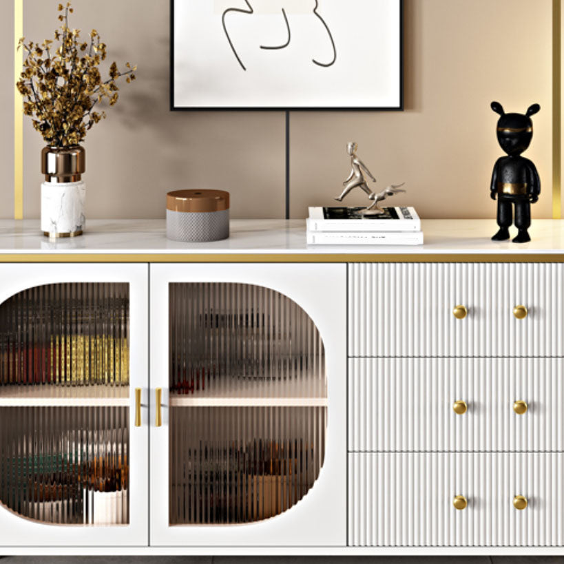 Glam Buffet Stand with Drawers Stone and Wood Buffet Sideboard Clearhalo 'buffet_sideboard' 'Buffets & Sideboards' 'furn' 'furn_buffet_sideboard' 'Furniture' 'Kitchen & Dining Furniture' 5970339