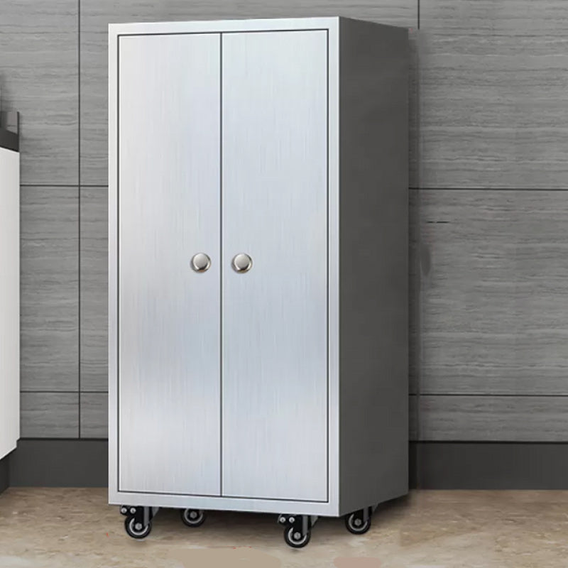 Chrome metalen dressoir met wielen moderne indoor dinerserver met kasten