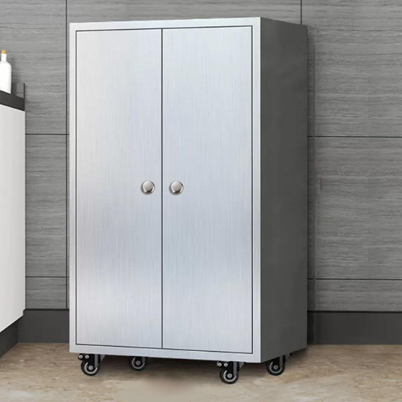 Chrome metalen dressoir met wielen moderne indoor dinerserver met kasten