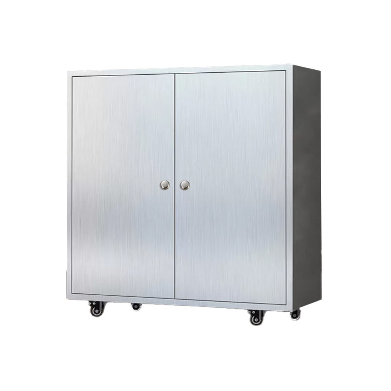 Chrome metalen dressoir met wielen moderne indoor dinerserver met kasten