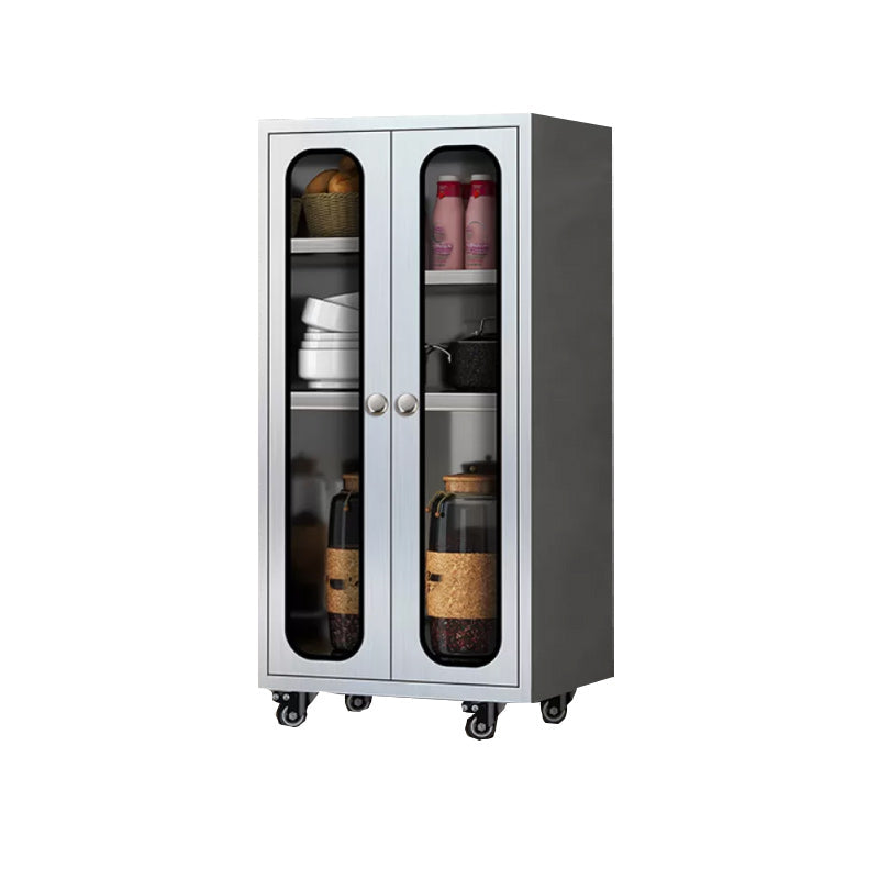 Chrome metalen dressoir met wielen moderne indoor dinerserver met kasten