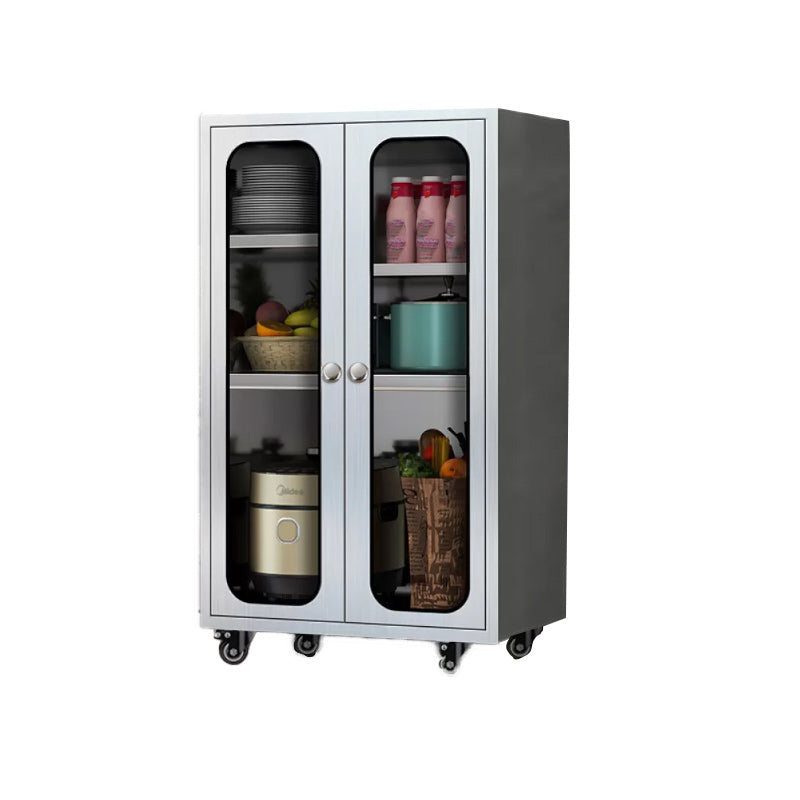 Chrome metalen dressoir met wielen moderne indoor dinerserver met kasten