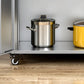 Chrome metalen dressoir met wielen moderne indoor dinerserver met kasten