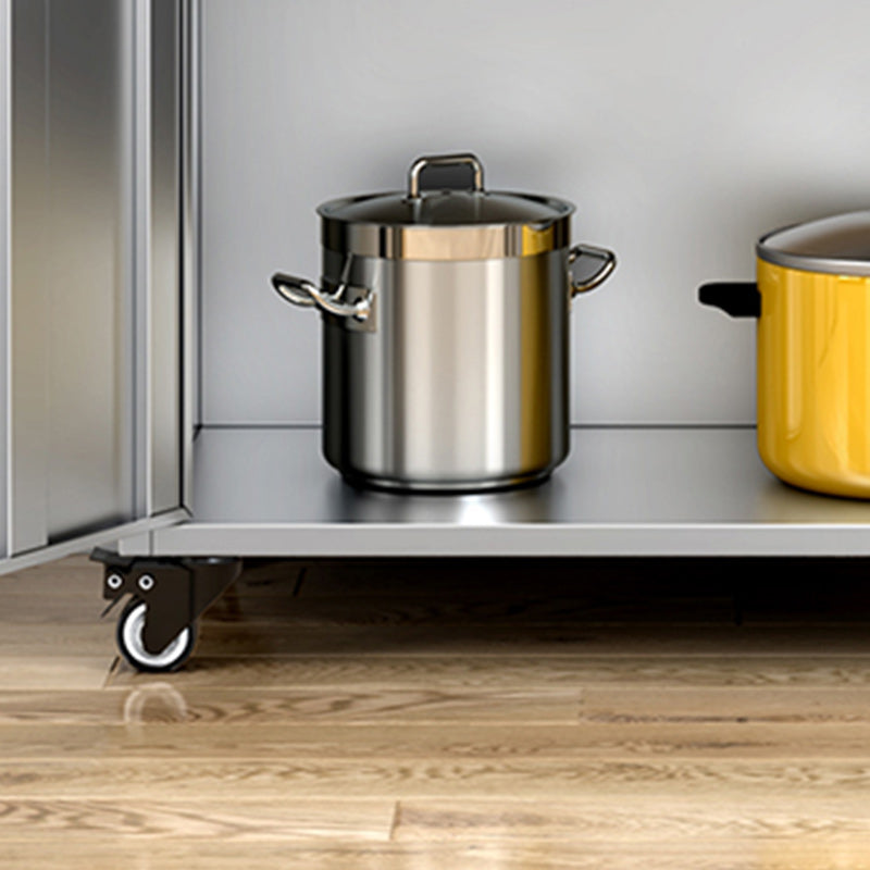 Chrome metalen dressoir met wielen moderne indoor dinerserver met kasten