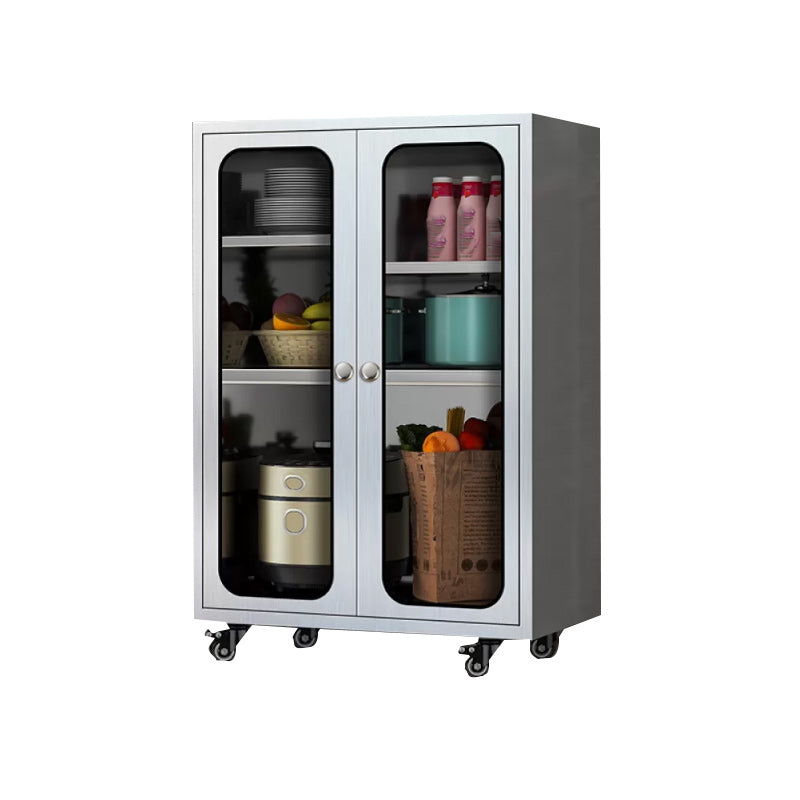 Chrome metalen dressoir met wielen moderne indoor dinerserver met kasten