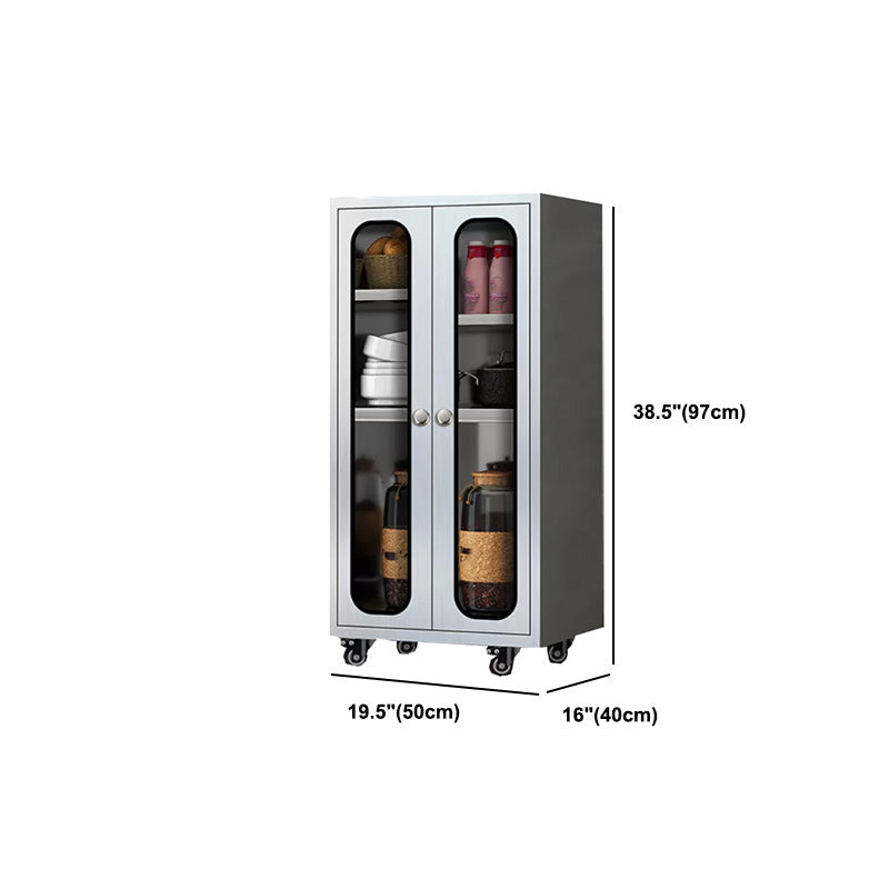 Chrome metalen dressoir met wielen moderne indoor dinerserver met kasten