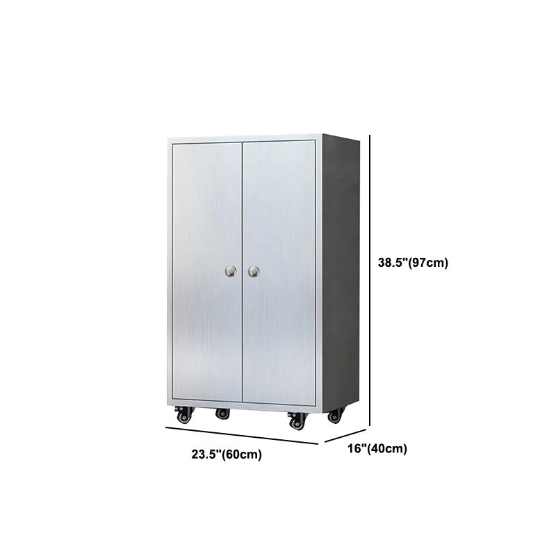 Chrome metalen dressoir met wielen moderne indoor dinerserver met kasten