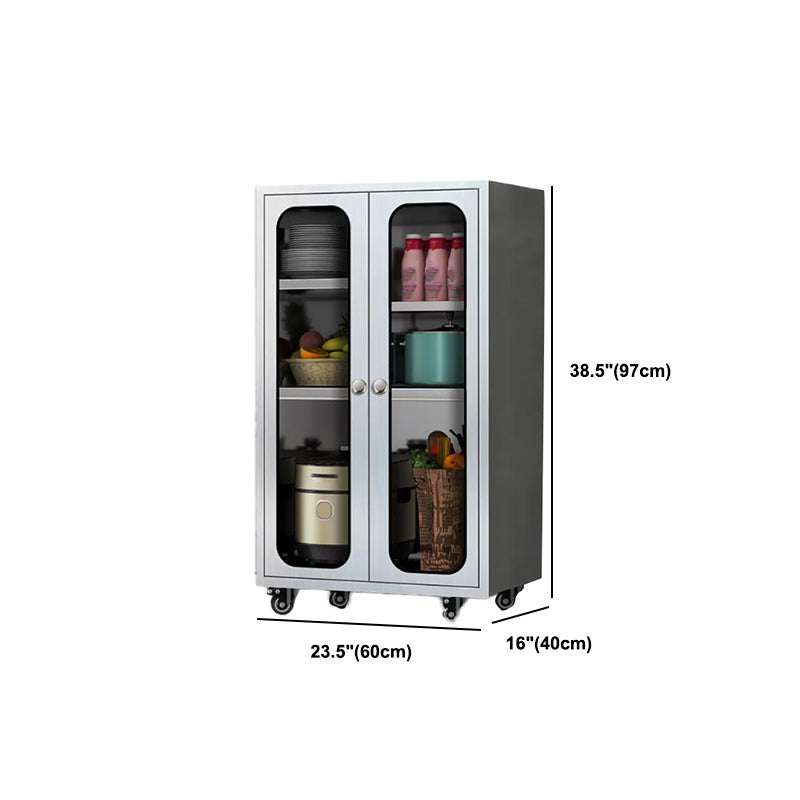 Chrome metalen dressoir met wielen moderne indoor dinerserver met kasten