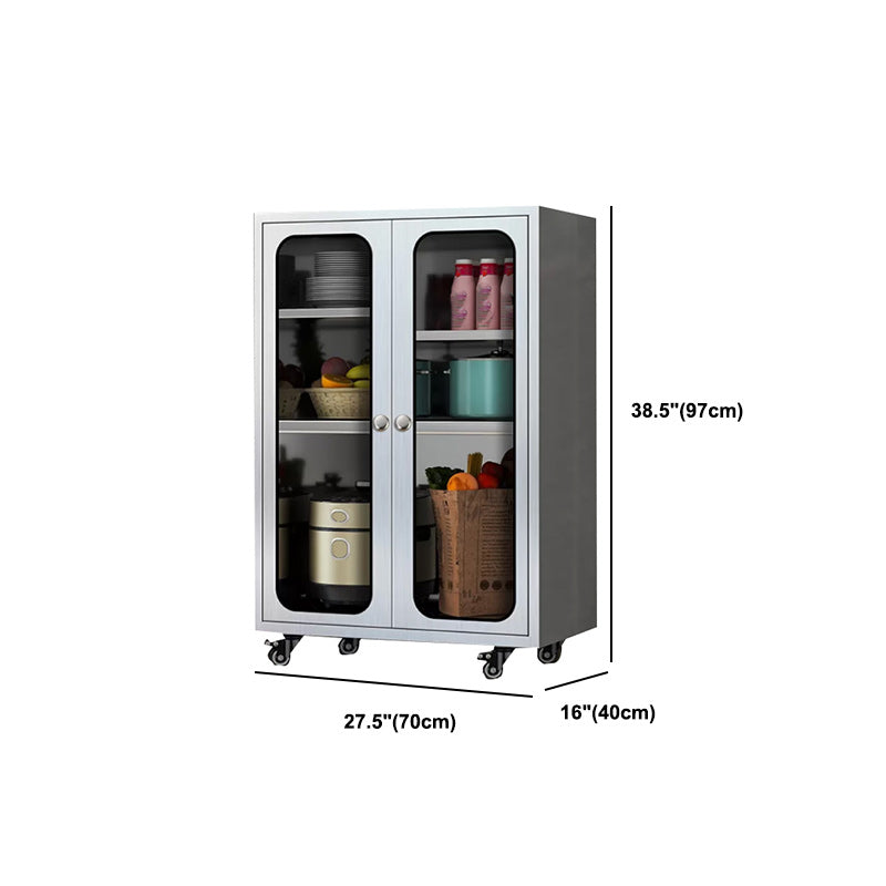 Chrome metalen dressoir met wielen moderne indoor dinerserver met kasten