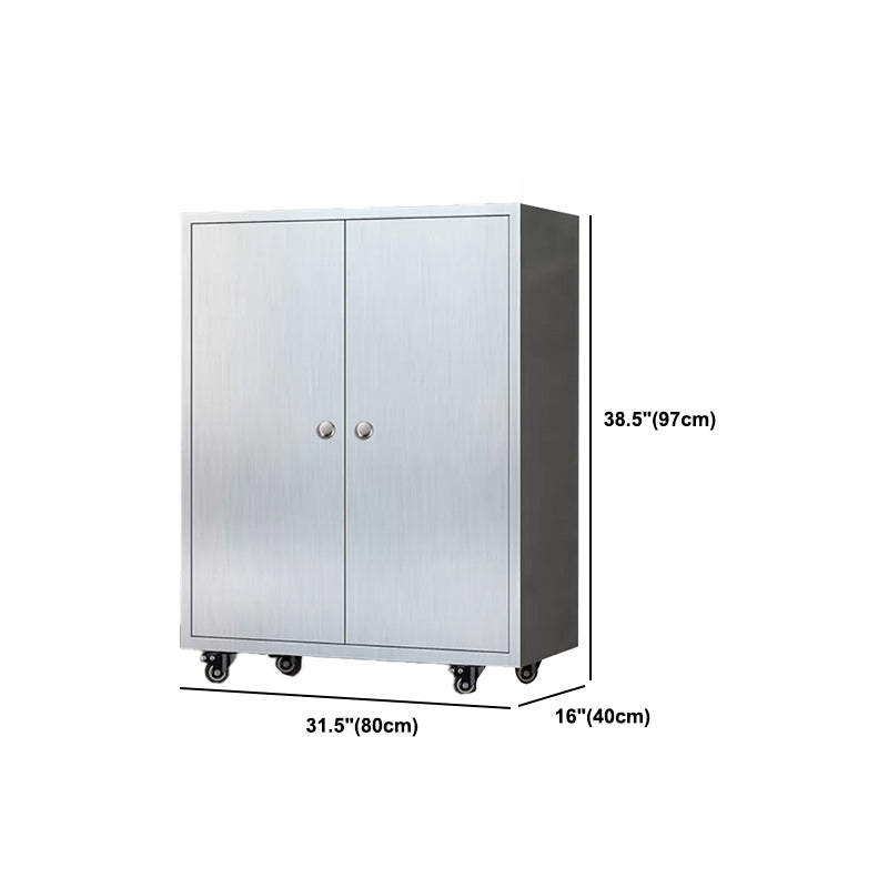 Chrome metalen dressoir met wielen moderne indoor dinerserver met kasten