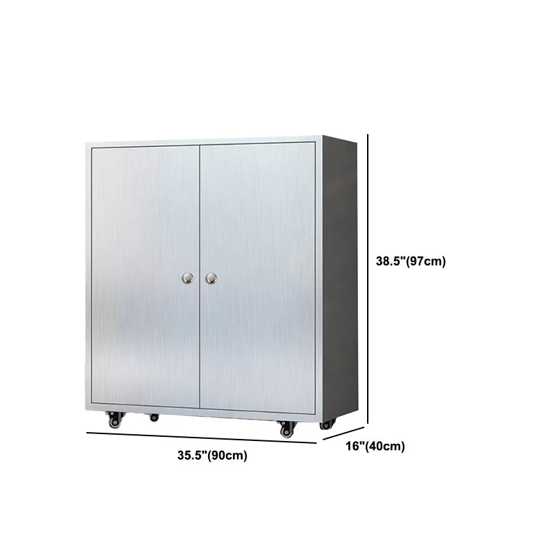 Chrome metalen dressoir met wielen moderne indoor dinerserver met kasten