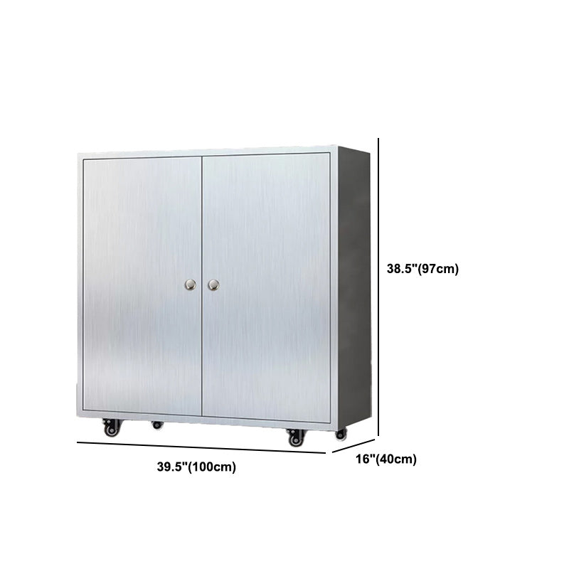 Chrome metalen dressoir met wielen moderne indoor dinerserver met kasten