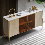 Sideboard in pietra da pranzo a buffet lucido glam con gambe