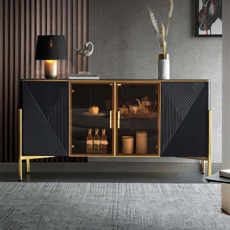 Sideboard in pietra da pranzo a buffet lucido glam con gambe