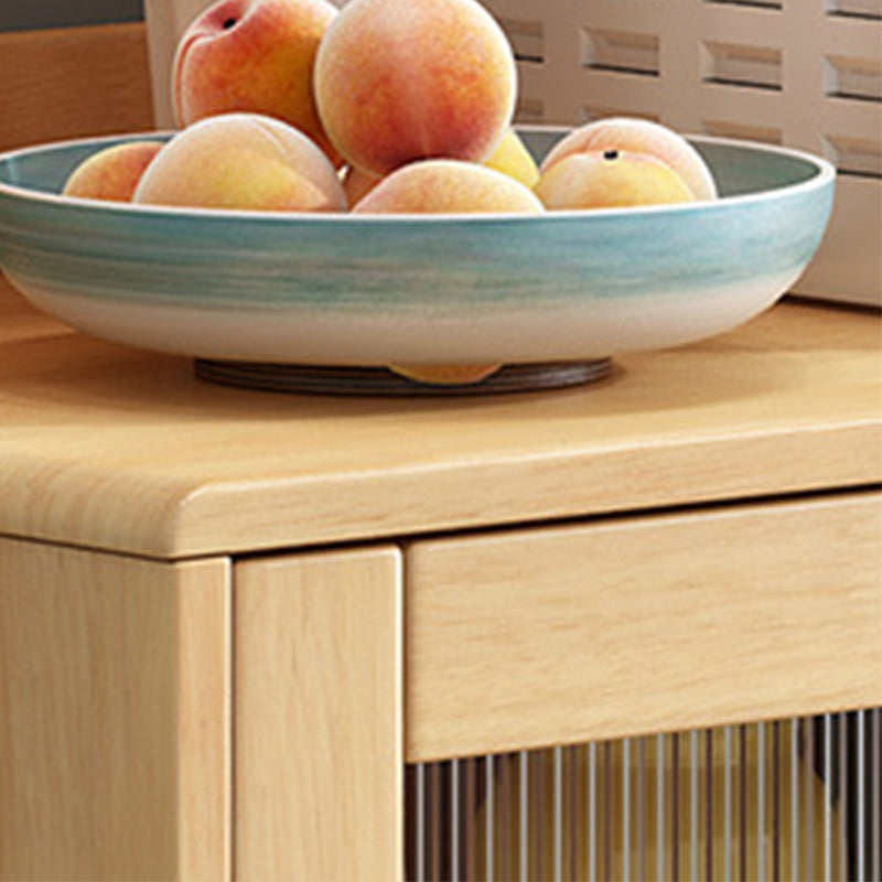 Rubberwood vaste houten server met glazen deuren voor eetkamer