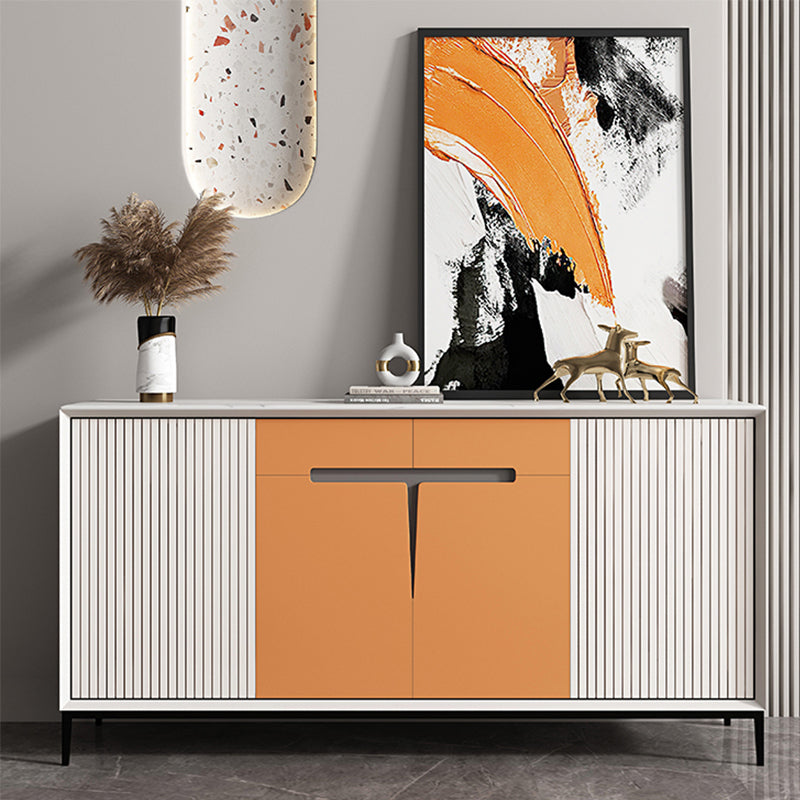 Glam Dining Buffet with Drawers Stone and Wood Sideboard Buffet Clearhalo 'buffet_sideboard' 'Buffets & Sideboards' 'furn' 'furn_buffet_sideboard' 'Furniture' 'Kitchen & Dining Furniture' 5970601