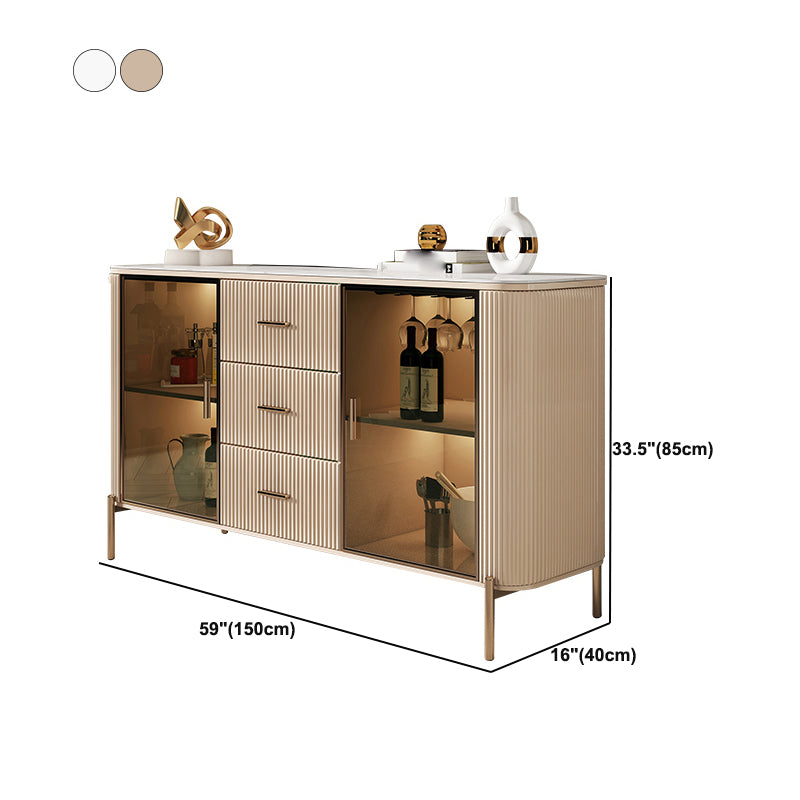 Buffet laboard in legno e pietra con 2 ripiani glam buffet tavolo