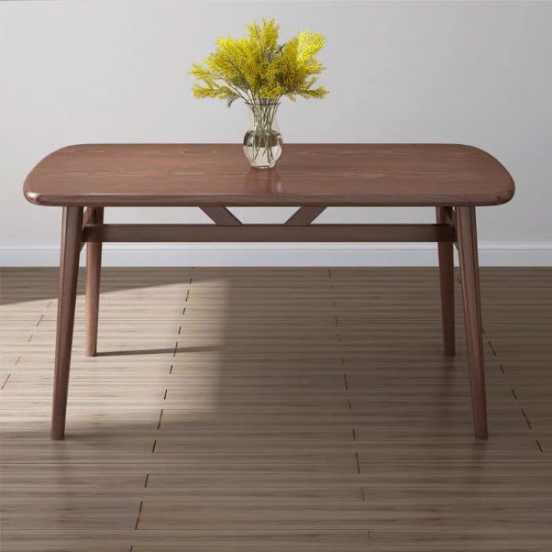 Rectangular Solid Wood Dining Table Modern Furniture with 4 Legs in Matte Finish Brown Without Chairs Clearhalo 'Dining Tables & Seating' 'Dining Tables' 'dining_table' 'furn' 'furn_dining_table' 'Furniture' 'Kitchen & Dining Furniture' 5970623