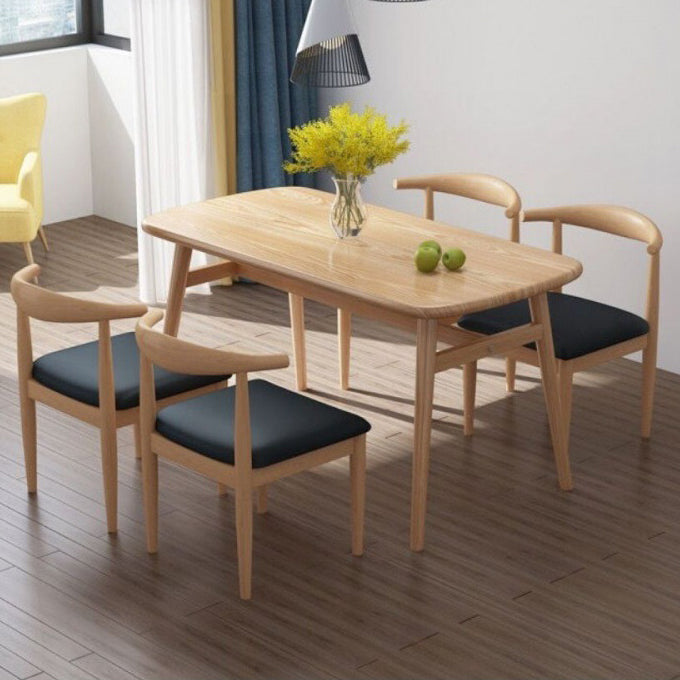 Rectangular Solid Wood Dining Table Modern Furniture with 4 Legs in Matte Finish Natural 55.1"L x 31.5"W x 29.5"H Without Chairs Clearhalo 'Dining Tables & Seating' 'Dining Tables' 'dining_table' 'furn' 'furn_dining_table' 'Furniture' 'Kitchen & Dining Furniture' 5970624