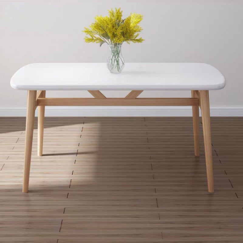 Rectangular Solid Wood Dining Table Modern Furniture with 4 Legs in Matte Finish White 47.2"L x 31.5"W x 29.5"H Without Chairs Clearhalo 'Dining Tables & Seating' 'Dining Tables' 'dining_table' 'furn' 'furn_dining_table' 'Furniture' 'Kitchen & Dining Furniture' 5970626