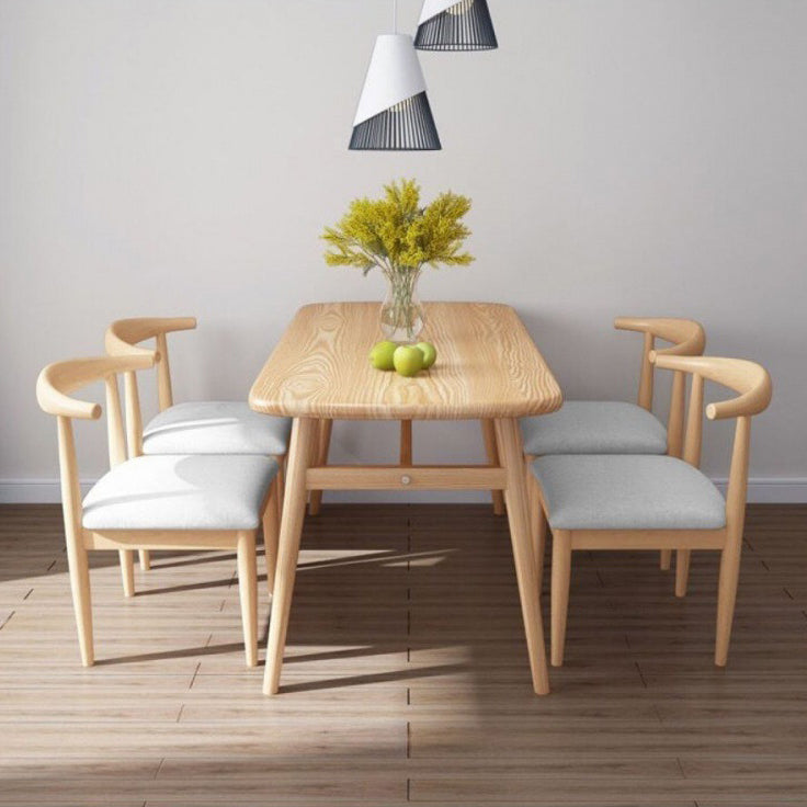 Rectangular Solid Wood Dining Table Modern Furniture with 4 Legs in Matte Finish Natural 47.2"L x 23.6"W x 29.5"H Without Chairs Clearhalo 'Dining Tables & Seating' 'Dining Tables' 'dining_table' 'furn' 'furn_dining_table' 'Furniture' 'Kitchen & Dining Furniture' 5970627