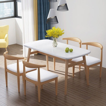 Rectangular Solid Wood Dining Table Modern Furniture with 4 Legs in Matte Finish White 47.2"L x 23.6"W x 29.5"H Without Chairs Clearhalo 'Dining Tables & Seating' 'Dining Tables' 'dining_table' 'furn' 'furn_dining_table' 'Furniture' 'Kitchen & Dining Furniture' 5970637