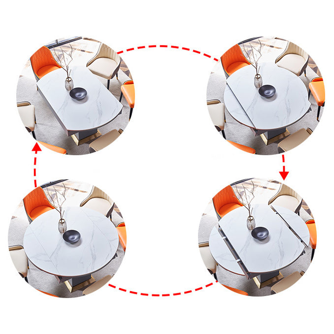 Runder gesinterte Stein Esstisch moderne ausziehbare Möbel mit Stahlbasis