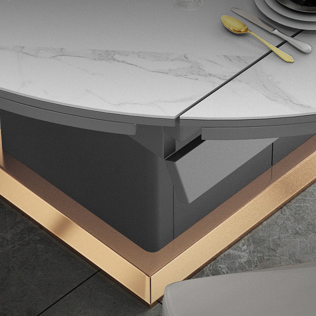 Runder gesinterte Stein Esstisch moderne ausziehbare Möbel mit Stahlbasis