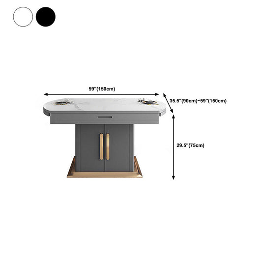 Tavolo da pranzo in pietra sinterizzato rotondo mobili moderni estensibili con base in acciaio