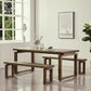 Rectangular Solid Wood Brown Table Modern Furniture with Double Pedestal