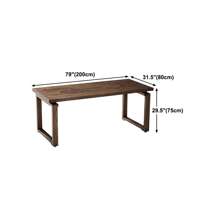 Rectangular Solid Wood Brown Table Modern Furniture with Double Pedestal
