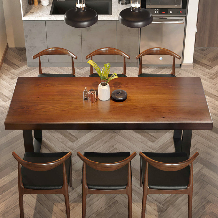 Mesa de comedor de madera Top de mesa industrial con base de trineo en negro