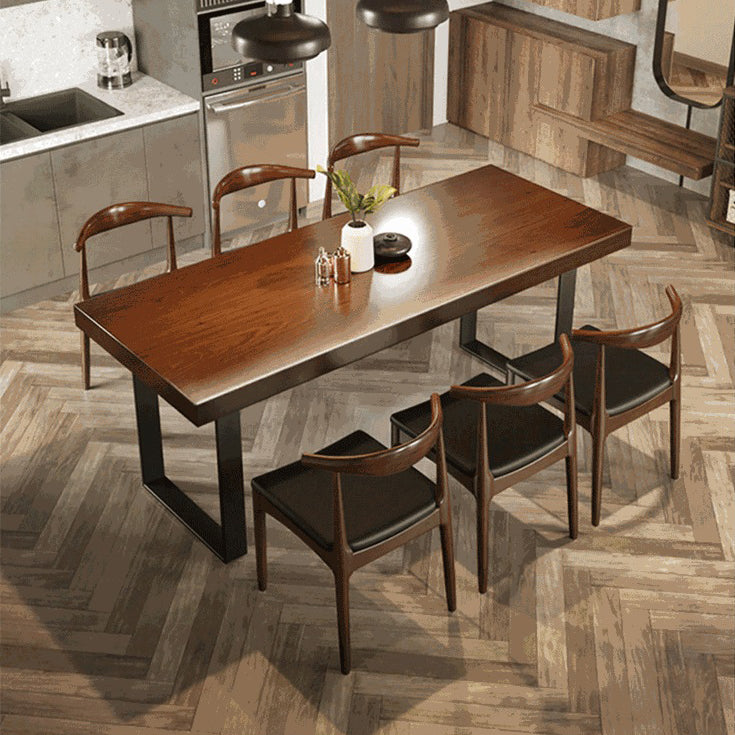 Mesa de comedor de madera Top de mesa industrial con base de trineo en negro