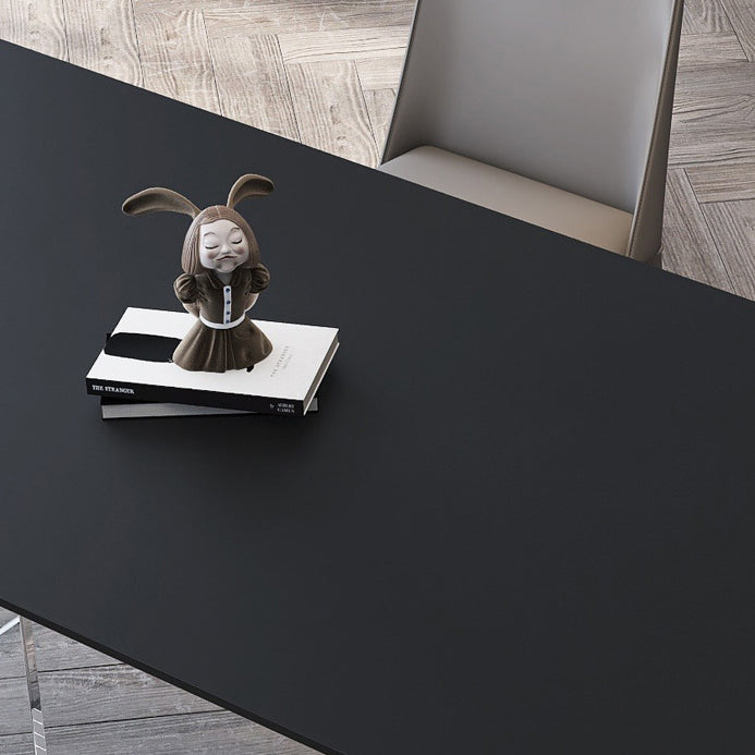 Rectangular Stone Dining Table Modern White-black Furniture with Acrylic Double Pedestal Clearhalo 'Dining Tables & Seating' 'Dining Tables' 'dining_table' 'furn' 'furn_dining_table' 'Furniture' 'Kitchen & Dining Furniture' 5970862