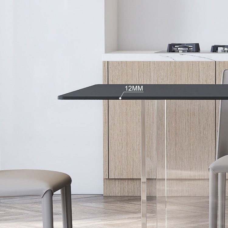 Rectangular Stone Dining Table Modern White-black Furniture with Acrylic Double Pedestal Clearhalo 'Dining Tables & Seating' 'Dining Tables' 'dining_table' 'furn' 'furn_dining_table' 'Furniture' 'Kitchen & Dining Furniture' 5970864