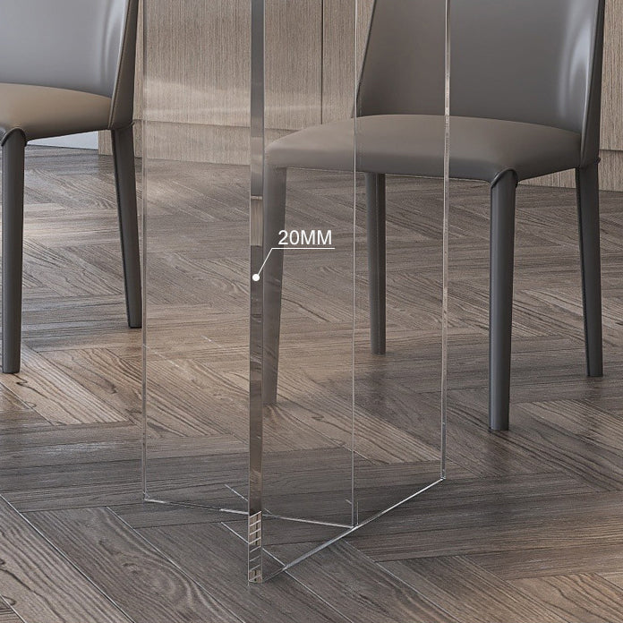 Rectangular Stone Dining Table Modern White-black Furniture with Acrylic Double Pedestal Clearhalo 'Dining Tables & Seating' 'Dining Tables' 'dining_table' 'furn' 'furn_dining_table' 'Furniture' 'Kitchen & Dining Furniture' 5970865