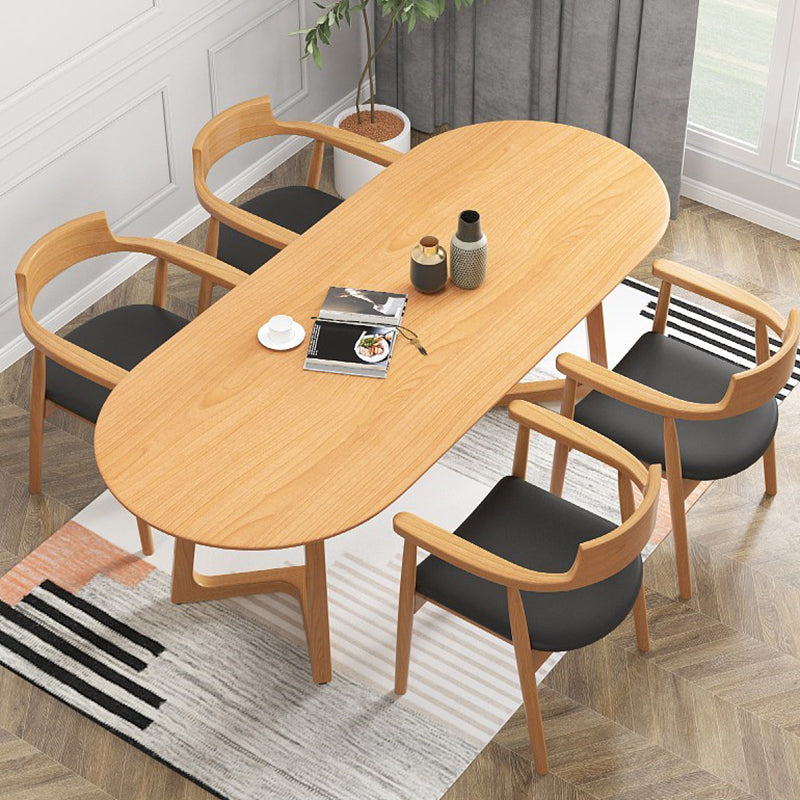 Modern Oval Dining Table Pine Solid Wood Dining Table for Kitchen 63"L x 27.6"W x 29.5"H Without Chairs Clearhalo 'Dining Tables & Seating' 'Dining Tables' 'dining_table' 'furn' 'furn_dining_table' 'Furniture' 'Kitchen & Dining Furniture' 5970879