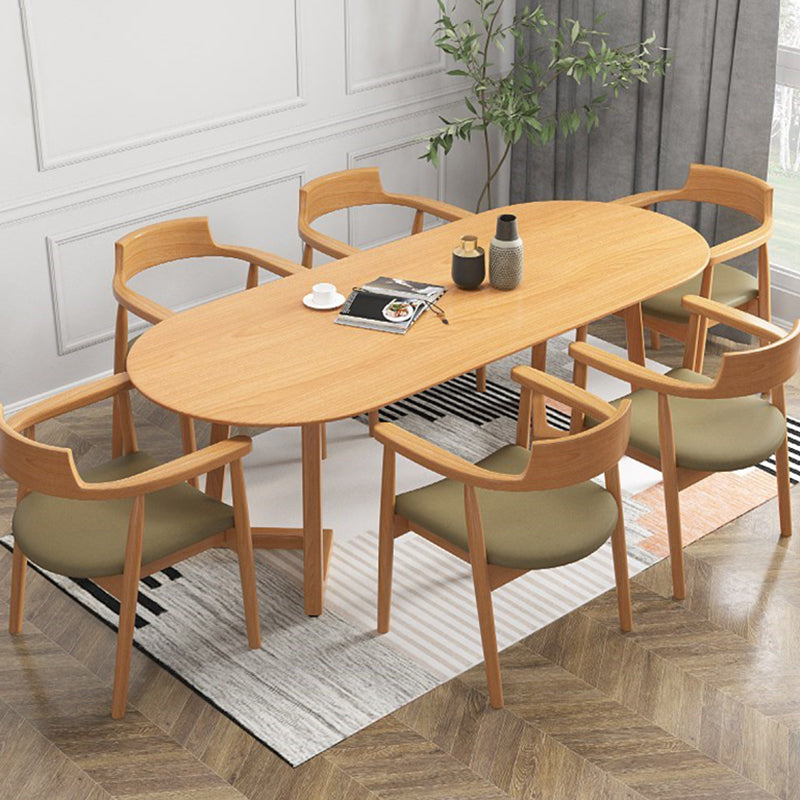 Modern Oval Dining Table Pine Solid Wood Dining Table for Kitchen 70.9"L x 31.5"W x 29.5"H Without Chairs Clearhalo 'Dining Tables & Seating' 'Dining Tables' 'dining_table' 'furn' 'furn_dining_table' 'Furniture' 'Kitchen & Dining Furniture' 5970880