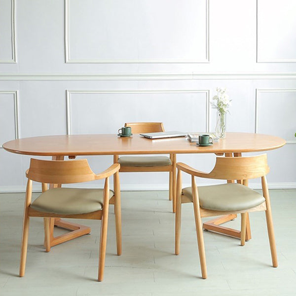 Modern Oval Dining Table Pine Solid Wood Dining Table for Kitchen Clearhalo 'Dining Tables & Seating' 'Dining Tables' 'dining_table' 'furn' 'furn_dining_table' 'Furniture' 'Kitchen & Dining Furniture' 5970889