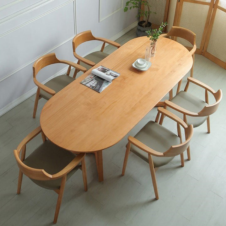 Modern Oval Dining Table Pine Solid Wood Dining Table for Kitchen Clearhalo 'Dining Tables & Seating' 'Dining Tables' 'dining_table' 'furn' 'furn_dining_table' 'Furniture' 'Kitchen & Dining Furniture' 5970892