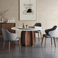 Mesa de comedor redonda Top de piedra moderna Mesa de comedor con pedestal de madera maciza
