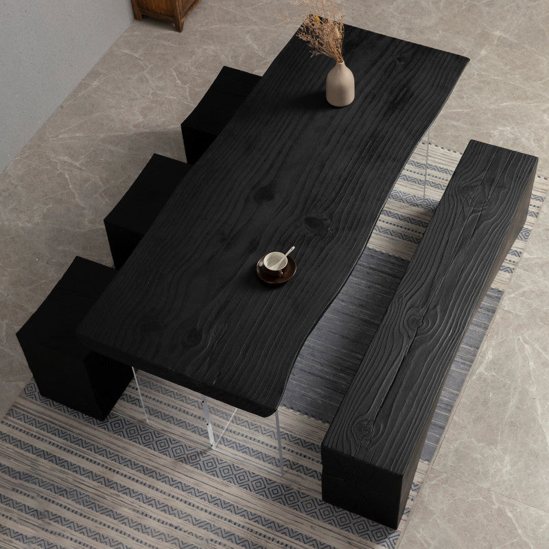 Houten bovenste eettafel traditionele luxe tafel met dubbele voetstukbasis