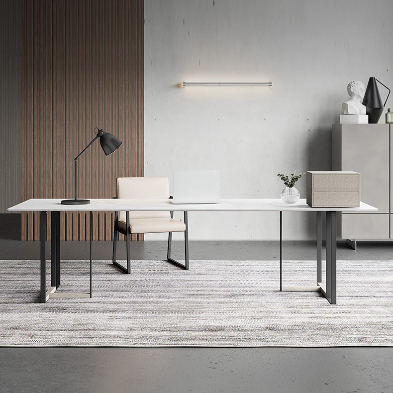 Tavolo da pranzo rettangolo tavolo contemporaneo con doppia base di piedistallo