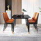 Stone Top Table Contemporary Rectangle Table with 4 Legs in Black