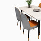 Stone Top Table Contemporary Rectangle Table with 4 Legs in Black