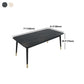 Stone Top Table Contemporary Rectangle Table with 4 Legs in Black