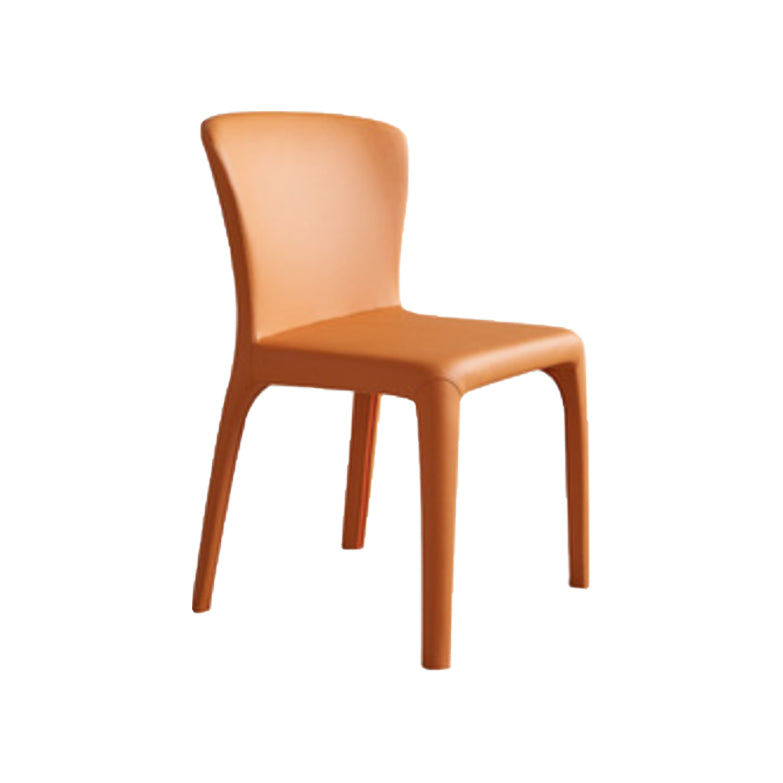 Matte Finish Solid Back Chair for Dining Room Faux Leather Contemporary Dining Chair Orange Armless 1 Piece Clearhalo 'Dining Chairs' 'Dining Tables & Seating' 'dining_chair' 'furn' 'furn_dining_chair' 'Furniture' 'Kitchen & Dining Furniture' 5971120